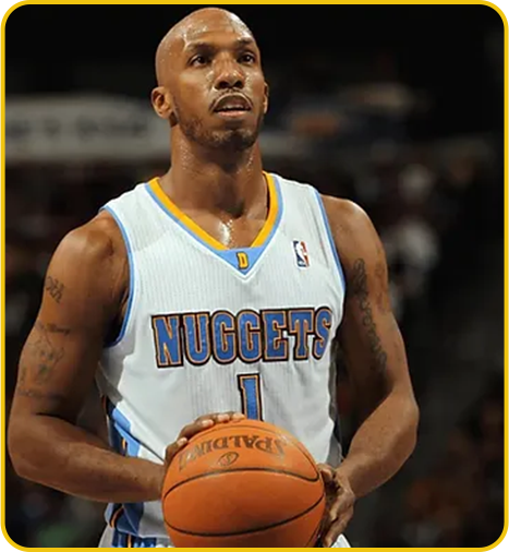 Photo of Chauncey Billups as a Denver Nugget on the court